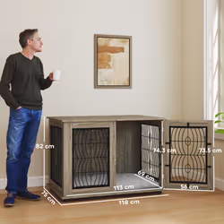 PawHut Dog Crate Furniture, End Table for Extra Large Dogs w/ Cushion