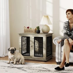 PawHut Dog Crate Furniture, End Table for Medium Dogs w/ Cushion