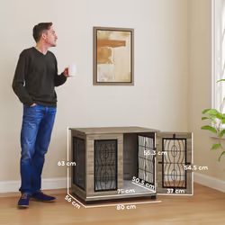 PawHut Dog Crate Furniture, End Table for Medium Dogs w/ Cushion