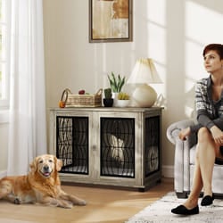 PawHut Dog Crate Furniture, End Table for Large Dogs w/ Cushion