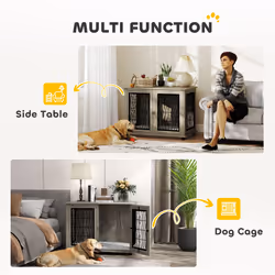 PawHut Dog Crate Furniture, End Table for Large Dogs w/ Cushion