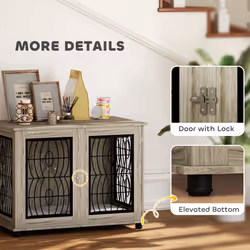 PawHut Dog Crate Furniture, End Table for Large Dogs w/ Cushion - Additional view 8