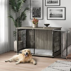 PawHut Dog Crate Furniture End Table w/ Cushion for Extra Large Dogs