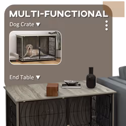 PawHut Dog Crate Furniture End Table w/ Cushion for Extra Large Dogs