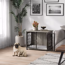 PawHut Dog Crate Furniture End Table w/ Cushion for Medium Dogs