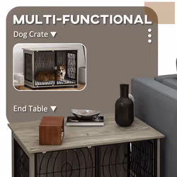 PawHut Dog Crate Furniture End Table w/ Cushion for Medium Dogs