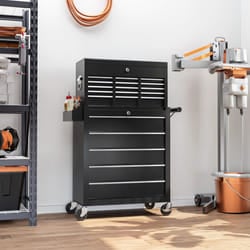 HOMCOM Rolling Tool Chest Lockable Roller Cabinet with with 14 Drawers Black