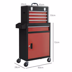 HOMCOM Tool Cabinet on Wheels with 5 Drawers Top Tool Chest Roller Cabinet Combo - Additional view 5