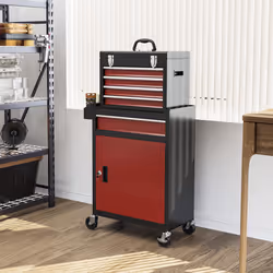 HOMCOM Tool Cabinet on Wheels with 5 Drawers Top Tool Chest Roller Cabinet Combo - Additional view 6