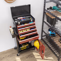 HOMCOM Tool Cabinet on Wheels with 5 Drawers Top Tool Chest Roller Cabinet Combo - Additional view 7