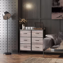 HOMCOM Bedroom Chest of Drawers 6 Drawer Dresser w/ Shelf, Grey Wood Effect - Additional view 7
