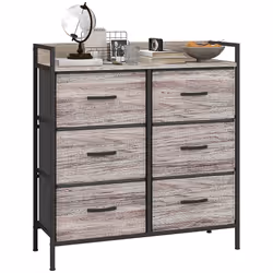HOMCOM Bedroom Chest of Drawers 6 Drawer Dresser w/ Shelf, Grey Wood Effect - Additional view 8