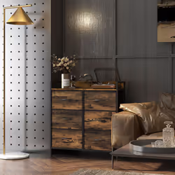 HOMCOM Bedroom Chest of Drawers 6 Drawer Dresser w/ Shelf, Rustic Brown