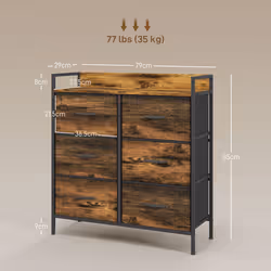 HOMCOM Bedroom Chest of Drawers 6 Drawer Dresser w/ Shelf, Rustic Brown - Additional view 4