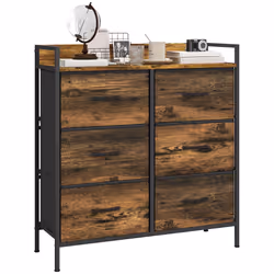 HOMCOM Bedroom Chest of Drawers 6 Drawer Dresser w/ Shelf, Rustic Brown - Additional view 8