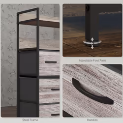 HOMCOM Bedroom Chest of Drawers 7 Drawer Dresser w/ Shelves, Grey Wood Effect - Additional view 4