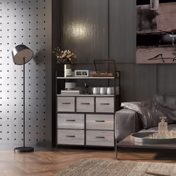 HOMCOM Bedroom Chest of Drawers 7 Drawer Dresser w/ Shelves, Grey Wood Effect - Additional view 5