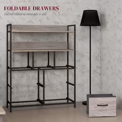HOMCOM Bedroom Chest of Drawers 7 Drawer Dresser w/ Shelves, Grey Wood Effect - Additional view 7