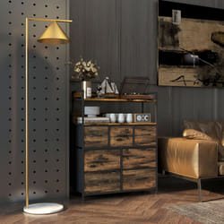 HOMCOM Bedroom Chest of Drawers 7 Drawer Dresser w/ Shelves, Rustic Brown