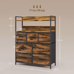 HOMCOM Bedroom Chest of Drawers 7 Drawer Dresser w/ Shelves, Rustic Brown - Additional view 4