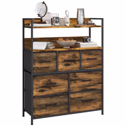 HOMCOM Bedroom Chest of Drawers 7 Drawer Dresser w/ Shelves, Rustic Brown - Additional view 8