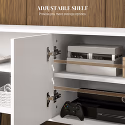 HOMCOM TV Unit for 65" TVs with 2 Open Shelves, Door and 2 Cable Holes, White - Additional view 4
