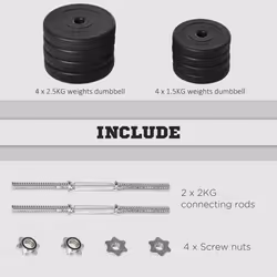 HOMCOM 20KG Adjustable Dumbbells Weight Set Hand Weight for Body Fitness - Additional view 4