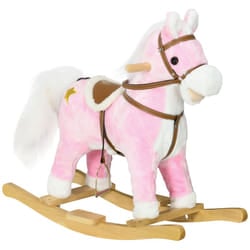 HOMCOM Wooden Ride on Horse, Ride on Pony Gift for Ages 3-6 Years - Pink