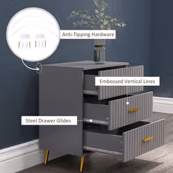 HOMCOM Bedroom Chest of Drawers, 3-Drawer Dresser with Aluminium Legs - Additional view 4