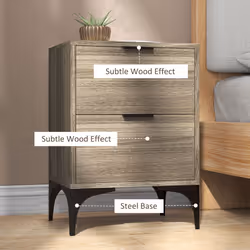 HOMCOM Bedside Tables Set of 2 with 2 Drawers for Bedroom, Living Room, Grey - Additional view 4