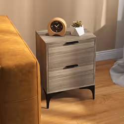 HOMCOM Bedside Tables Set of 2 with 2 Drawers for Bedroom, Living Room, Grey - Additional view 5