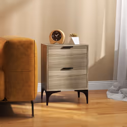 HOMCOM Bedside Tables Set of 2 with 2 Drawers for Bedroom, Living Room, Grey - Additional view 7