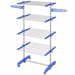 HOMCOM 4-Tier Large Clothes Airer Stainless Steel Clothes Drying Rack Blue - Additional view 8