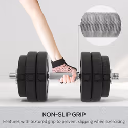 HOMCOM 30KG Adjustable Dumbbells Weight Set Hand Weight for Body Fitness