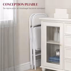 HOMCOM 2 Pack Padded Folding Chairs with Cushioned Seat and Metal Frame White - Additional view 4