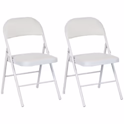 HOMCOM 2 Pack Padded Folding Chairs with Cushioned Seat and Metal Frame White - Additional view 7