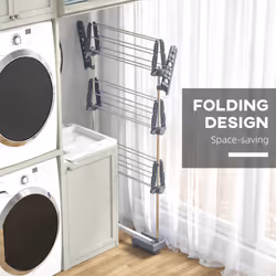 HOMCOM 3-Tier Large Clothes Airer Stainless Steel Clothes Drying Rack Grey - Additional view 4