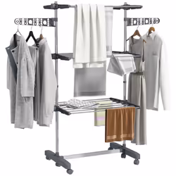 HOMCOM 3-Tier Large Clothes Airer Stainless Steel Clothes Drying Rack Grey - Additional view 8