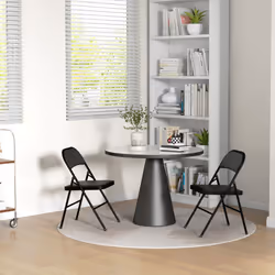 HOMCOM 2 Pack Padded Folding Chairs with Cushioned Seat and Metal Frame Black - Additional view 6