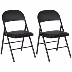HOMCOM 2 Pack Padded Folding Chairs with Cushioned Seat and Metal Frame Black - Additional view 7