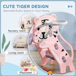 AIYAPLAY Kids Slide with Basketball Hoop, Basketball, for 18-36 Months, Pink - Additional view 4