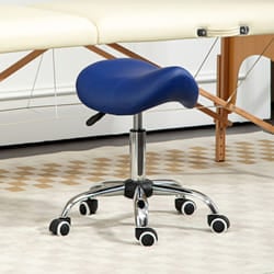 HOMCOM PU Leather Saddle Stool w/ Moulded Padded Seat Adjustable Height Blue