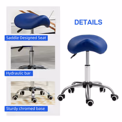 HOMCOM PU Leather Saddle Stool w/ Moulded Padded Seat Adjustable Height Blue - Additional view 4
