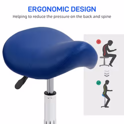 HOMCOM PU Leather Saddle Stool w/ Moulded Padded Seat Adjustable Height Blue - Additional view 5