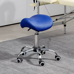 HOMCOM PU Leather Saddle Stool w/ Moulded Padded Seat Adjustable Height Blue - Additional view 7