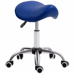 HOMCOM PU Leather Saddle Stool w/ Moulded Padded Seat Adjustable Height Blue - Additional view 8