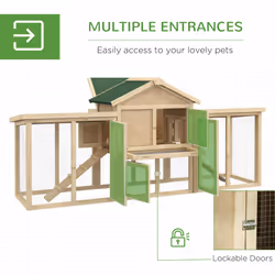 PawHut Wood Chicken Coop Hens Cage Poultry House with Nesting Boxes Run