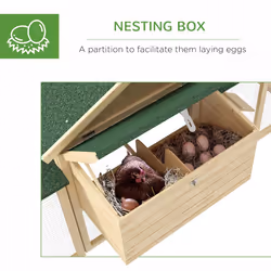 PawHut Wood Chicken Coop Hens Cage Poultry House with Nesting Boxes Run