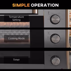 HOMCOM 30L Mini Oven with Adjustable Temperature, 60 Min Time 1600W, Silver - Additional view 5