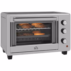 HOMCOM 30L Mini Oven with Adjustable Temperature, 60 Min Time 1600W, Silver - Additional view 6